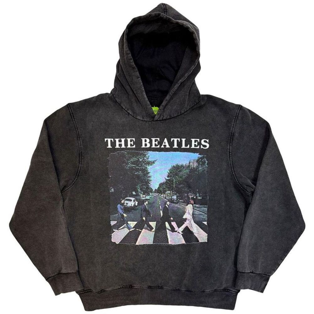 The Beatles Unisex Adult Abbey Road Logo Stone Wash Pull Over Hoodie / Charcoal